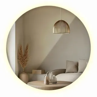 Rundes LED Spiegel 80x80 cm | Neutralweiß | Minimalistisches, rahmenloses Design für Bad, Flur & Ankleidezimmer | Elegant & funktional