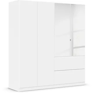 Rauch Möbel Drehtürenschrank, 4-türig, 2 Spiegeltüren, 2 Schubkästen, Alpinweiß, Push-to-Open, Griffprofil alpinweiß, 181x197x54 cm