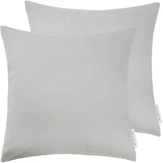 Dekokissen TOM TAILOR HOME "Dove" Gr. 2, grau (mittelgrau, unifarben), B:50cm L:50cm, Baumwolle, Dekokissen_Sitzkissen_Kissenhüllen, Dekokissen, unifarben, Kissenhüllen ohne Füllung, 2er Pack