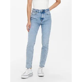 High-waist-Jeans ONLY "ONLEMILY – Ankle-Jeans mit High Waist und geradem Schnitt", Damen, Gr. 30, Länge 32, blau (light blau denim), Denim/Jeans, Obermaterial: 99% Baumwolle, 1% Elasthan, unifarben, schmal knöchellang, Jeans High-waist-Jeans, helle Waschung für einen ausgewaschenen und helleren Denim-Look
