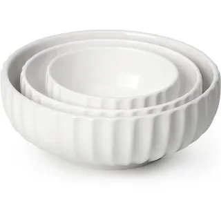 NUTRIUPS Salatschüssel aus Keramik, 2.5+1.5+0.7L, Große Servierschüssel für Salat, Obst, Nudeln, 3er-Set Schüsseln 25+20+15cm