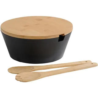 KESPER KESPER® Salatschüssel aus Kunststoff inkl. Salatbesteck, schwarz