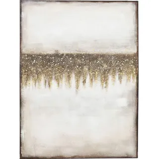 Kare Design Leinwandbild Abstrakte Felder, Gold, 90x120 cm, Erdtöne