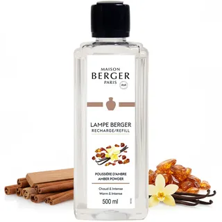 Maison Berger – Nachfüllung Pudriger Amber 500 ml für Lampe Berger – 2-in-1 geruchsneutralisierendes Raumduft-Öl – Amber, Vanille