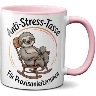 TassenKing Anti-Stress Tasse für Praxisanleiterinnen – lustiger Kaffeebecher aus Keramik 330 ml - mit Faultier-Motiv - Rosa