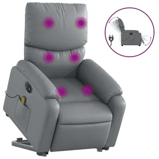 vidaXL Massagesessel mit Aufstehhilfe Elektrisch Grau Kunstleder - Grau