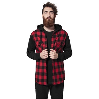 URBAN CLASSICS Hooded Checked Flanell Sweat Sleeve Shirt in Rot, Größe L