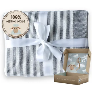 MIRARI Kids Baby Decke aus 100% Merino Wolle – Strickdecke Wolldecke 75x100 cm – Einschlagdecke Babyschale - Kuscheldecke - Gestrickte Decke - Wolldecke Kinderwagen - Newborn Geschenk