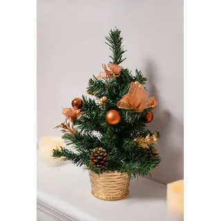 HEITMANN DECO dekorierter Weihnachtsbaum - Kleiner künstlicher Tannenbaum mit Schmuck - Gold, Kupfer - Kunststoffbaum