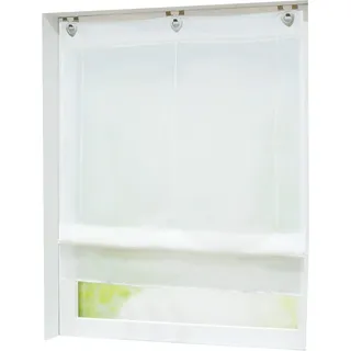 Joyswahl Voile Raffrollo mit Hakenaufhängung, ohne Bohren »Hanna« Schals Fenster Unifarbige Vorhänge BxH 80x130cm Weiß 1er Pack