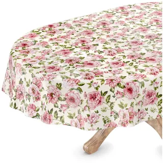 ANRO Tischdecke abwaschbar Wachstuchtischdecke Oval 140 x 200 cm Rot