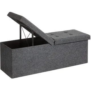 Songmics Sitzbank mit Stauraum, klappbare Sitztruhe, Aufbewahrungsbox, 38 x 110 x 38 cm, Deckel klappbar, bis 300 kg belastbar, für Flur, Wohnzimmer, Schlafzimmer, schiefergrau LSF76GYZ