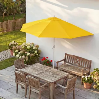 Sonnenschirm halbrund Parla, Halbschirm Balkonschirm, UV 50+ Polyester/Alu 3kg 270cm gelb ohne Ständer - Gelb