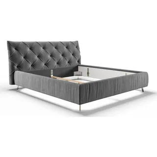 KAWOLA Polsterbett Kopfteil niedrig Velvet grau 200x200cm - Grau