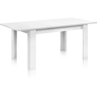 Habitdesign, ausziehbarer Esstisch, Wohnzimmer- oder Küchentisch, mit Platz für sechs Personen, Ausführung in Artik weiß, Maße: 140–190 x 78 x 90 cm (B x H x T), Modell Kendra