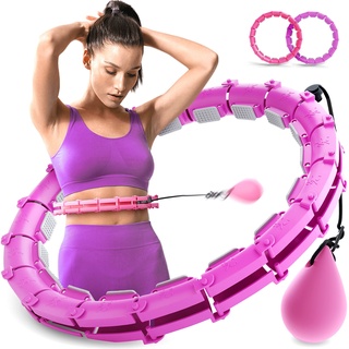 myhula Smart Hula Hoop Reifen für Erwachsene mit Gewichtsball&Noppen, Hula Hoop Reifen mit 24 verstellbare Glieder zum Abnehmen, Fitness&Gewichtsverlust, Anti-Rutsch-Pads angenehme Lautstärke (Lila)