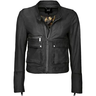 Bikerjacke MAZE "Lederjacke Hamill", Damen, Gr. M, schwarz, Obermaterial: 100% Lammleder LEL. Futter: 100% Polyester PES., Jacken Bikerjacke