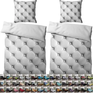 SANILO® Bettwäsche 135x200 cm, 100% feinste Baumwolle, 4-teilig, Bettbezug, Kissenbezug 80x80cm - Comfort