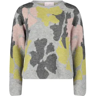 Rundhalspullover BETTY BARCLAY "Grobstrick-Pullover mit Jacquard", Damen, Gr. 42, grau (patch grau, grün), Obermaterial: 67% Polyacryl PAN. 33% Polyester PES., Pullover Rundhalspullover