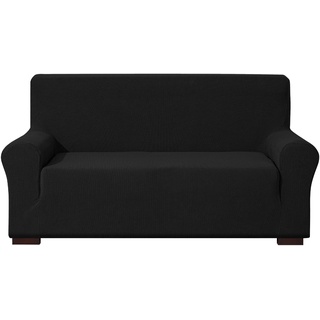 EBETA E Elastisch Sofa Überwürfe Sofabezug, Stretch Sofahusse Sofa Abdeckung Hussen für Sofa, Couch, Sessel 2 Sitzer (Schwarz, 145-185 cm)