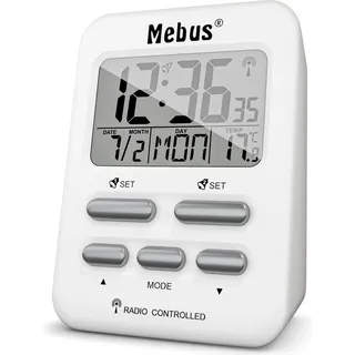 MEBUS MEB Funkwecker weiß