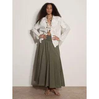 Apricot Maxirock "Jersey-Bund Baumwollrock in Midi-Länge" Elastischer Bund, khaki