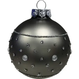 Christbaumkugel Lafiora Glas Ø 6 cm grau Glitzer