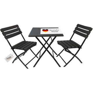 Lemodo Balkonmöbel Set 3-tlg. Schwarz