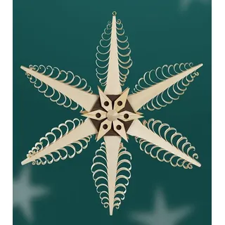 Fensterschmuck Spanstern Mitte mit Holzstern( Beidseitig) BxHxT=24x24x2,5cm NEU - Naturbelassen