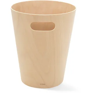Umbra Woodrow Abfalleimer, Mülleimer, Kosmetikeimer, Badeimer, Papierkorb, Holz, Natur, 7,5 L, 082780-390 - Beige