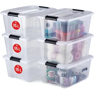 Iris Ohyama Aufbewahrungsbox NTB-15 15 l 6-tlg. transparent