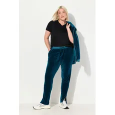 Große Größen Samt-Jogginghose, Damen, blau, Größe: 46/48, Polyester, Ulla Popken