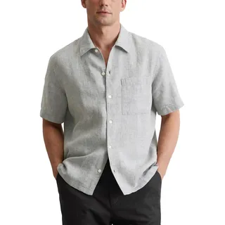 Marc O'Polo Herren Leinenhemd Kurzarm Regular Fit, Grau (Multi/Grey Melange), M