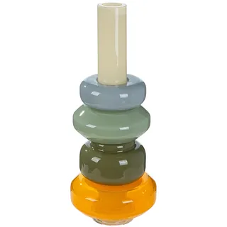 Gilde "Vase Stack mehrfarbig H. 40 cm", Dekovase, Glas, stapelbar, Blumenvase, platzsparend, modern,