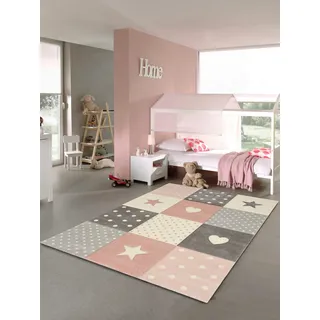 merinos Kinderteppich "Pastel Kids 20339" rechteckig 13 mm Höhe handgearbeiteter Konturenschnitt, grau, rosa