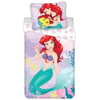 My sweety pop Bettbezug für Mädchen, die kleine Meerjungfrau, 2-teilig, für Kinder, Bettbezug, wendbar, 140 x 200 cm, Kissenbezug, 70 x 90 cm, Bettwäsche, 100 % Baumwolle
