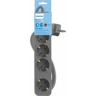 Philips Chp2144g/62 4 Steckdosen Mit Schalter Mehrfachsteckdose Silber One Size / EU Plug 220V Silber One Size - Silber