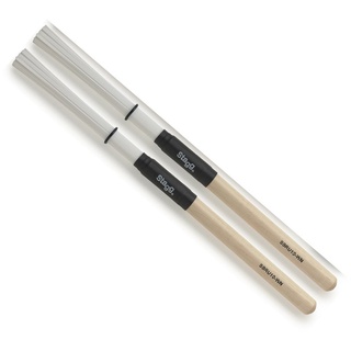 Stagg 21366 Jazzbesen Nylondrähte mit Holzgriff (Drahtlänge: 15cm, Gesamtlänge: 35cm) weiß
