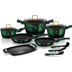 Bild Emerald  Topf-Set 9-tlg. 3 x Kochtopf + 2 x Bratpfanne + 3 x Küchenutensilien + Grillplatte