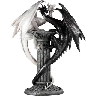 ICE ARMOR 49,5 cm H Mittelalter Schwarz-Weiß Drachen Statue Fantasy Dekoration Figur Große Skulptur