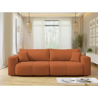 Mirjan24 Schlafsofa mit zwei Bettkästen und Schlaffunktion, Wellenfeder, zwei Dekorative Kissen (Farbe: Velo 627) - Orange