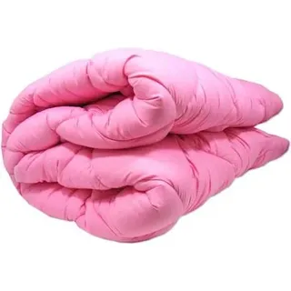 Wolldecke 140x200 Schafwolle Warmer Bezug aus Baumwolle - Rosa