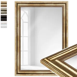 WANDStyle großer Spiegel Gold, Barock Spiegel, großer Wandspiegel Vintage 50x70 cm, Hängespiegel groß, Badspiegel Holz, Flurspiegel Wand, Standspiegel, Mirror H550 - Made in Germany