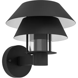 EGLO Wandleuchte "Chiappera Wandlampe, Außenbeleuchtung, Außenlampe, Metall, E27, IP44", schwarz, 1, H: 22,5cm, 1 Stk., Leuchten, Wand-/Deckenleuchte - L22 x H22,5 x AL24,5 cm - schwarz, weiß, Wandleuchte
