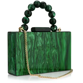 Buric Damen-Clutch, Acryl, Leopardenmuster, Abendtasche, Kette, formelle Handtasche, Party, Braut, Hochzeit, Clutch für Frauen, Grün, Einheitsgröße
