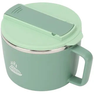 Mikrowellen-Nudelschüssel mit Essstäbchen und Spork 1200 Ml Tragbare Ramen-Kochschüssel aus Edelstahl 304 mit Deckel für das Büro-Slot-Design (Grün)
