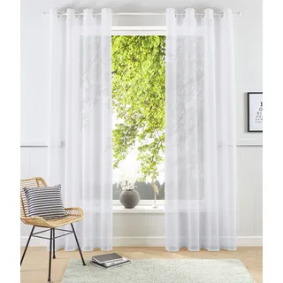 Gardine OTTO HOME "XANA 1er- und 2er Pack mit Ösen, Topseller" Gr. 2, weiß, B:145cm H:175cm, Voile, Polyester, Gardinen, Gardine, einfarbig, 1 bzw. 2er Set, pflegeleicht, Kundenliebling