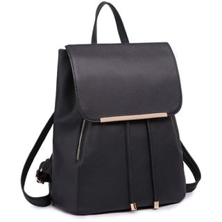 Miss Lulu Rucksack Damen Klein Wasserdicht Rucksack Cityrucksack Backpack Women Modern Backpack Damen PU Leder für Reisen Arbeit Schule (Schwarz)