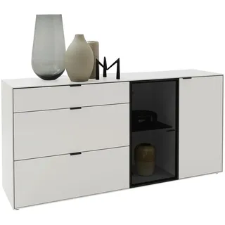 Dieter Knoll Sideboard , Weiß , Glas, Holzwerkstoff , 2 Fächer , 2 Schublade(n) Schubladen , 181.9x87.9x45.2 cm , erweiterbar, umfangreiches Zubehör erhältlich, stehend , Holzmöbel, Wohnwände Holz, Wohnwand Serien Holz