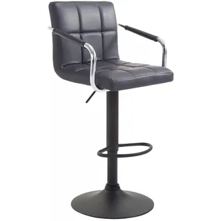 In And OutdoorMatch Luxus Barhocker Floy - Schwarz - Modernes Design - Rückenlehne - Fußstütze - Armlehne - Für Küche und Bar - Gepolsterte Sitzgelegenheit - Kunstleder - Schwarz
